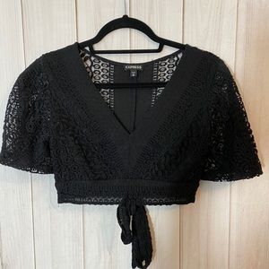 Black crochet crop top Express